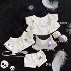 20cm 인형옷 아이돌인형 남자아이돌인형 옷 정장 인형 나들이 소풍 아이돌인형옷, 20cm 면 인형 의류, 흰색 정장 6피스 세트