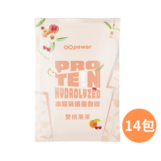 GOpower 水解乳清蛋白【雙桃果茶】 高蛋白, 14個, 35g