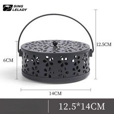 야외 캠핑 모기 퇴치 모기향 트레이 휴대용 받침대, 차콜블랙 플럼블라썸 패턴