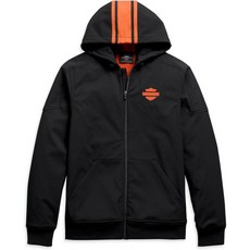 할리데이비슨 Harley-Davidson 남성용 세로 스트라이프 후드 스트레치 재킷 블랙 - 98408-20VM 107351, Large, Black
