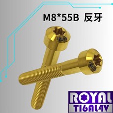 ROYAL 鈦合金螺絲 M8*55B反牙 P:1.25 錐形螺絲 64鈦/鈦合金螺絲 - 土豪金, 1個