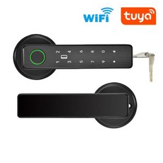 Tuya 스마트 라이프 앱 와이파이 리모컨 스마트 지문 암호 RFID IC 카드 잠금 데드 볼트 실내 가정용 나무 금속 문짝, 1) Black Tuya, 없음