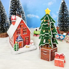 [본사직영] 크리스마스 만들기 2종 택1 (LED 전구 편지지 포함), 크리스마스 하우스, 1개, 크리스마스 하우스, 23피스