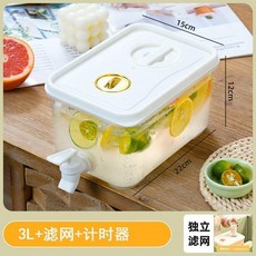 大容量冷水壺 附濾網及計時器 帶龍頭飲水桶, 1個, 3L常規款帶濾網計時器,食品級PP5安全無異味開水可入