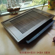 實木茶盤整套功夫茶具套裝，抽屜式特大號實木茶台泡茶茶托盤, 1個, 駝色 純實木53*33*6.5