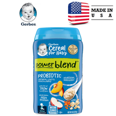 Gerber 프로바이오틱 오트밀 시리얼 복숭아 사과 227g (8oz), 1개