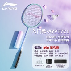 羽球拍 入門套裝 輕巧易上手 適合初學者, 1個, 成品拍 送手膠+尼龍球*5+拍套,【雙拍】李寧雷霆9 胭脂粉+碧空藍