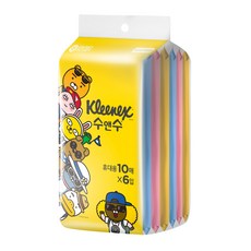 크리넥스 수앤수 실키소프트 오리지널 카카오 물티슈 휴대형, 10매, 6개