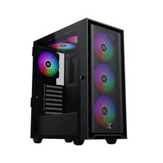XIGMATEK XTK-Z 前網孔 側鋼化玻璃機殼(含6顆RGB定光風扇), 1個, 黑色, 黑色