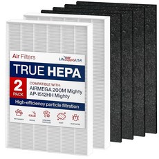LifeSupplyUSA의 코웨이 AP-1512HH 1512용 헤파 1 개 및 탄소 교체 필터 2개 팩, 2 Pack