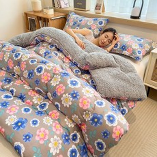 保暖加厚羊羔絨被子：冬季單雙人學生宿舍必備，柔軟舒適被芯, 升級加厚速暖冬被-花園情歌,150*200cm【5斤冬被】