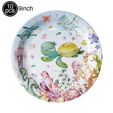 바다 밑 파티 종이 컵 상어 고래 거북이 인쇄 샤워 테마 생일 장식, 1개, 27. plum