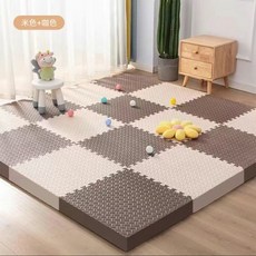寶寶遊戲墊 60*60厚2.5公分 多色組合裝 爬行墊, 咖色+米白,6片【60*60*2.5】, 1個