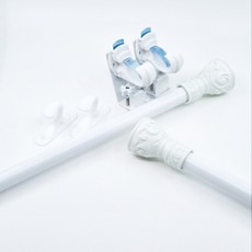 굿즈팡팡 못없이커튼봉 안뚫어고리 슬림파워 + 커튼봉 + 후사고리 세트상품, 화이트6자, 1세트