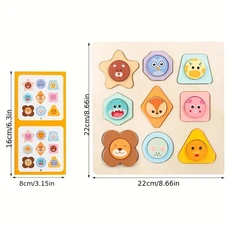 쿠쿠스토어 18개 대형 동물 및 모양 맞추기 보드 나무 색상 학습 교육 퍼즐 선물 인지 장난감, [01] 옵션1