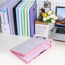 1pc A4 쓰기 보드 파일 상자 2-in-1 문서 및 사진 다기능 보관 사무실용 휴대용 조직 도구, 05 pink, 1개