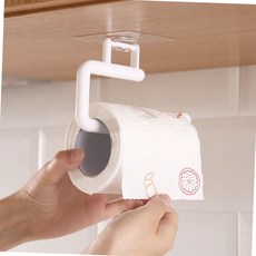 무타공 다용도 부착식 주방 키친올 휴지 롤 화장실 행주 걸이 화이트