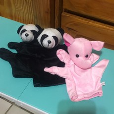 動物手偶 熊貓 大象 可愛動物造型 柔軟舒適 角色扮演 親子互動, 1個, 熊貓（有髒污）, 1