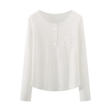 봄여름용 버튼 칼라 긴소매 니트 여성용 얇은 이너 탑