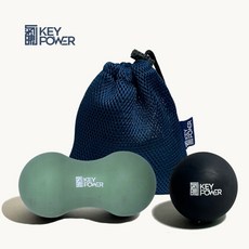 氣魄KEYPOWER 台灣製 按摩球 花生球 筋膜放鬆組合 附大網袋, 1個, 球+花生(撞色組)+大厚網袋