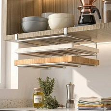 스텐 공간활용 도마거치대 가로형 도마걸이, 1개, 스텐 2단