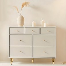 퍼피노 마인 3단 서랍장 7칸, 화이트 + 골드, 7단