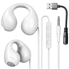 브리온 이어커브 오픈형 유선 이어폰 3.5mm+USB, 화이트, 3.5mm+USB-A
