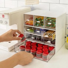 탕비실 캡슐커피 보관함 미니 홈카페 정리함 투명 아크릴 3단 책상, 1개, 1jsb 직사각형 3칸