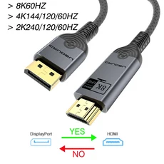8K 60Hz DP 1.4-HDMI 호환 케이블 4K 디스플레이포트-HDMI 오디오 비디오 코드 노트북 모니터 허브용 동적, 02 8K60HZ DP to HDMI, 03 1미터, 01  Mainland