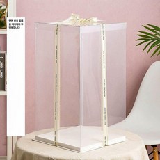 대형 투명 케이크 상자 직사각형 베이커리 화이트 케이크상자 포장용 떡 포장상자 디저트, 1개, 투명 화이트