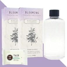 블루밍 홈 디퓨저 리필 블랙체리&시더우드 200ml 2개(+휴대용 물티슈 1개), 2개