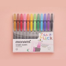 [모나미]이지클릭유성매직 노크식, 12색세트
