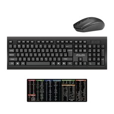 DTA-W100 靜音無線鍵盤滑鼠組 2.4G無線穩定連接 長款 快捷鍵 滑鼠墊, W100 長款 快捷鍵 滑鼠墊