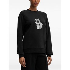 칼 라거펠트 크리스털 장식 캣 스웨트셔츠