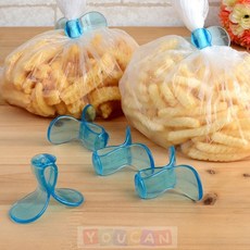 6P 원터치 비닐 봉지 집게 밀봉 클립 밀폐 남은 과자 보관, 기본