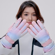 NY20 오로라 방한 방수 스마트터치 캠핑 보드 스키장갑, 오로라 핑크, 1개