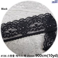 DKLACE-4136 스팡클 / 자가드 스판 스팡클 레이스 / (폭 2.5cm 길이 1yd / 5yd / 10yd기준), 10개, 블랙