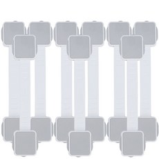 桃園出貨 抽屜鎖兒童安全鎖寶寶防開櫃子櫃門鎖釦冰箱鎖嬰兒防護免打孔童鎖, 雙安全-灰色-9條裝, 1個