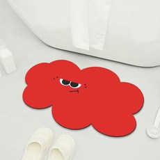 디아쿠아 몬스터 빨아쓰는 욕실 주방 논슬립 소프트 규조토 발매트, 구름버건디