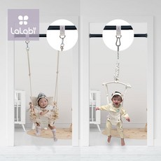 라라비 도어형 아기그네 + 점퍼루 세트 2in1 스윙점퍼 풀세트 포터블, 클래식블루 + 브라운, 1개