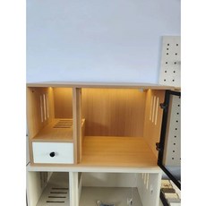 고양이 케이지화장실 사막 방지 원목 모레 대형, 1세트, 미디엄나뭇결조명