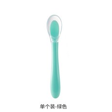 嬰兒矽膠湯匙 軟性 餵食勺, 湖藍色裸, 1個