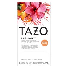 타조 패션 허브 티백 아이스 또는 핫 무카페인 총 20 TAZO Passion Herbal Tea Bags Hot or Iced Caffeine Free 20 Total, 20 티백, 1개