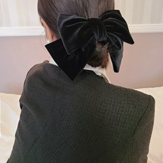 經典絲絨蝴蝶結造型彈簧髮夾