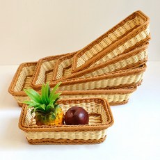 茶色藤編儲物籃 53*32*9cm, 長方形混合色30*20*7, 1個