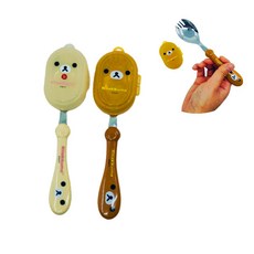 쏭쏭이 국산 어린이 초등생 유아 아동 케이스 포크숟가락 일체형 (색상택1)여성 다이어트숟가락 포카락 스포크 포크락, 베이지