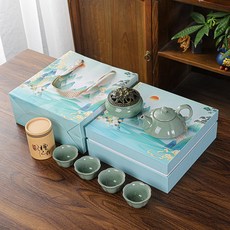 風端午伴手禮茶具一壺4杯哥窯西施壺香檀香組合套裝, 1個, 哥窯南瓜壺茶具:如圖所示517