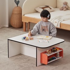 [신제품 단독 추가할인] 알로 좌식책상 아기밥상 티테이블 키즈 놀이 테이블 600 800 1200 (E0 등급), 800 (수납 선반 추가)