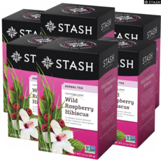 스태쉬티 허브차 야생 라즈베리 히비스커스 티백 무카페인, 1.9g, 20개입, 6개