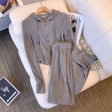 慵懶風運動套裝女2025春季新款顯瘦連帽長袖上衣休閒褲時尚兩件套